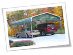 Carport.com photo of two vehicle carports starting at $695
