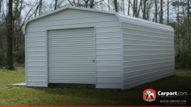 12x21 Steel Garage with White Roof and White Walls