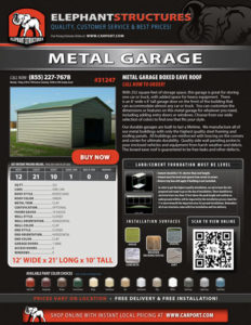 12x21 Metal Garage