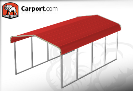 12x21 One Car Steel Carport 12x21 One Car Steel Carport with Red Roof and Gray Trim
