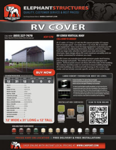 12x31 RV Cover Vertical Roof