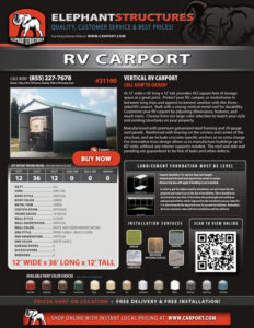 12x36 Vertical RV Carport