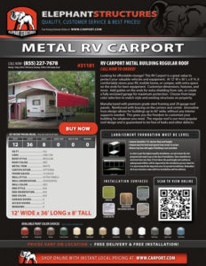 12x36x8 RV Metal Carport 31181