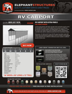16x30 RV Carport