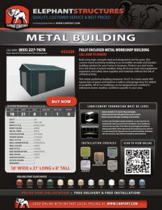 18x21 Fully Enclosed Metal Building