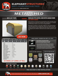 18x21 Regular Style Metal Shed