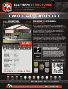 18x21 Two Car Carport