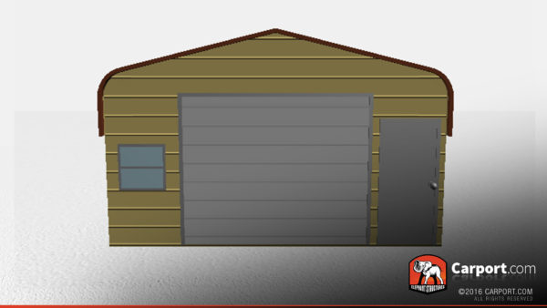 Regular metal shed with garage door