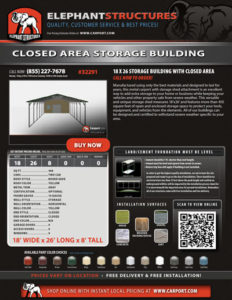 Closed area storage building