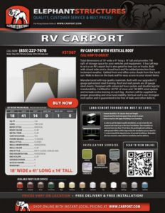 18x41 Metal RV Carport Vertical Roof