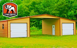 RV Carports with Flanked Garages by Carport.com