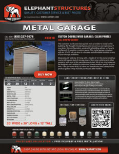 20x30 Custom Double Wide Garage
