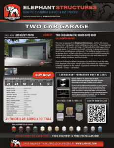 21x24 Two Car Garage with Grey Roof and White Trim