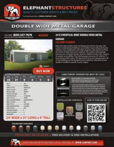 Vertical Roof Double Wide Garage