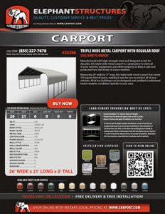 Triple Wide Metal Carport