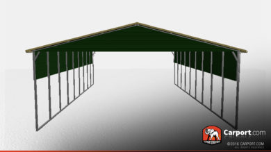 vertical style commercial metal carport with open sides