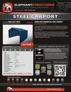 30x30 Boxed Eave Steel Carport