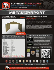 Three Car Metal Carport