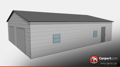 30x40 Two Car Garage with Dark Gray Roof and White Walls