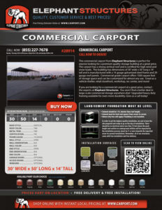 30x50 Commercial Carport with Tan Roof and Tan Trim