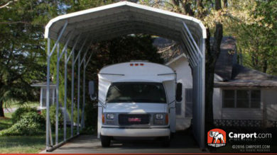 12x31 RV Cover with White Vertical Roof