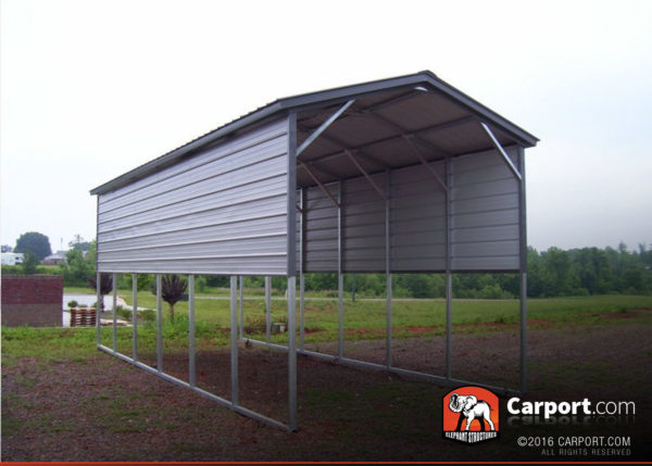 12x31 RV Carport with Gray Vertical Roof and Dark Gray Trim