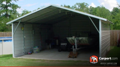 18x21 Two Car Carport Boxed Eave Roof