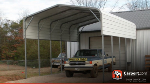 18x26 RV Carport with White Regular Roof and White Walls