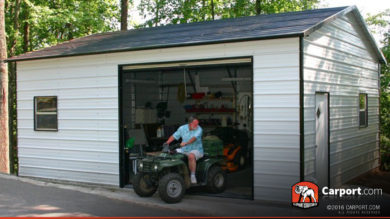 18x26 Metal Building Garage with Black Roof and White Walls