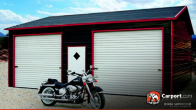 22 x 26 Two Car Steel Garage with Metal Roof