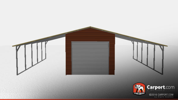 Steel building with lean-tos