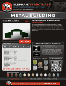 36x26 Open Metal Building