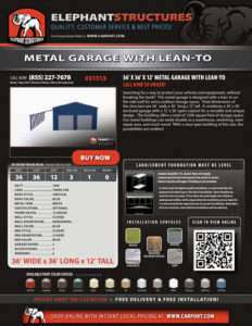 Metal Garage With Lean-To