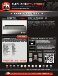 Six Car Metal Garage