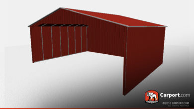 40 x 26 commercial carport three sides closed side view