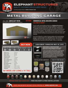 40x60 Metal Building Garage with Beige Walls and Brown Roof