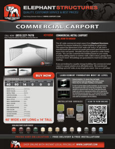 40x60 Metal Carport with Blue Roof and White Trim