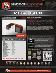 42x21 Valley Style Metal Building