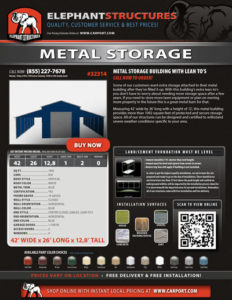 42x26 Metal Storage Building