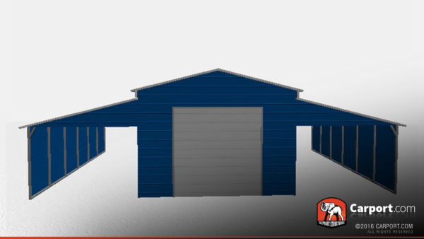 Storage building with lean-tos