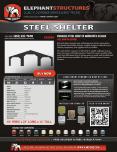 44x21 Durable Steel Shelter