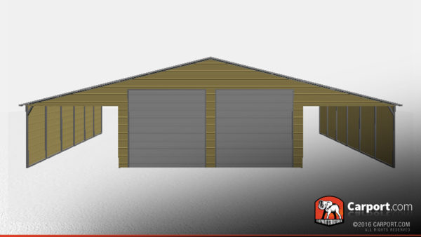 Vertical roof building with lean-tos