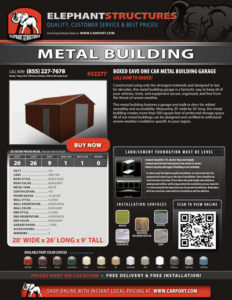 Boxed Eave One Car Metal Building