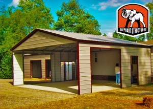 Carport that matches the coloring of the house.
