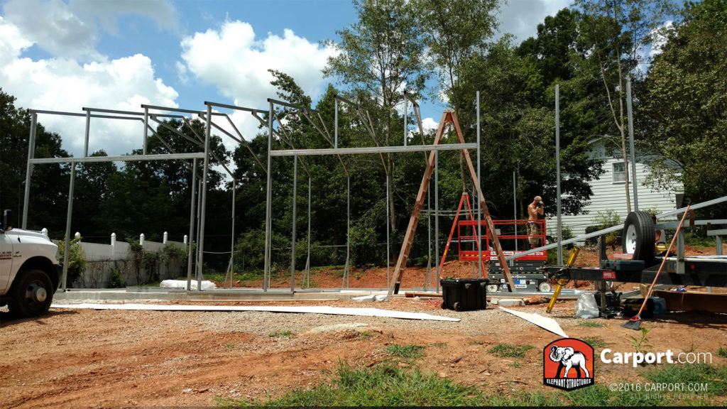 Framing of the building is underway and nearly complete.