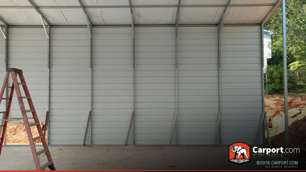 View of the side wall and the bracing therein.