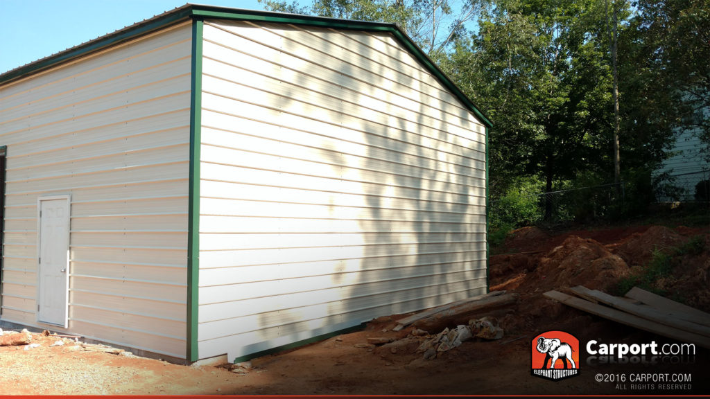 Triple wide garage viewed from the front and side.