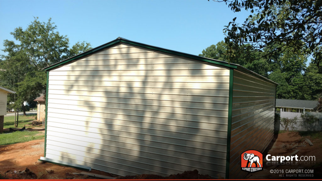 Triple wide garage viewed from the side.