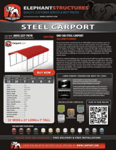 One Car Steel carport