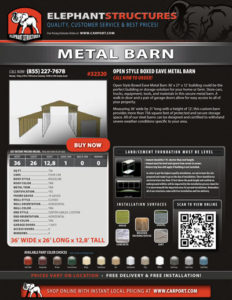 Open Style Boxed Eave Metal Barn